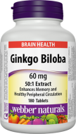 Ginkgo Biloba 60 mg veľké balenie Webber Naturals Ginkgo Biloba 60 mg veľké balenie Webber Naturals
