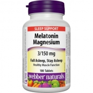Melatonin + Magnesium 3/150 mg Webber Naturals Melatonin + Magnesium 3/150 mg Webber Naturals