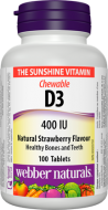 Vitamín D3 400 IU pre deti žuvacie tablety Webber Naturals Vitamín D3 400 IU pre deti žuvacie tablety Webber Naturals