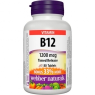 Vitamín B12 1200 mcg s postupným uvoľnovaním Webber Naturals Vitamín B12 1200 mcg s postupným uvoľnovaním Webber Naturals