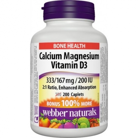 Calcium, Magnesium, Vitamin D3 333 mg/167 mg/200 IU Webber Naturals