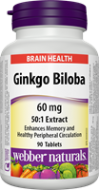 Ginkgo Biloba 60 mg Webber Naturals Ginkgo Biloba 60 mg Webber Naturals