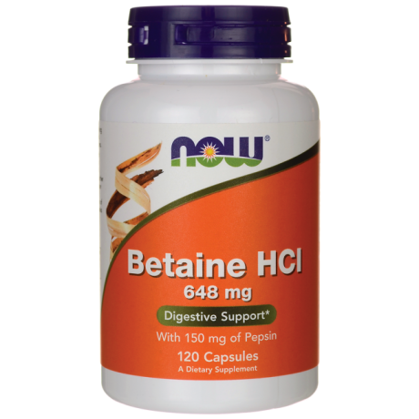 Betaine HCl 648 mg + Pepsin 150 mg Now Foods