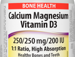 Calcium, Magnesium, Vitamin D3 250 mg/250 mg/200 IU Webber Naturals