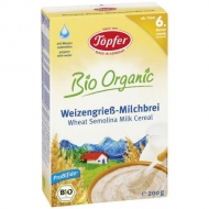 Detská BIO mliečna kaša zo semolinovej pšenice od 6. mesiaca Topfer Detská BIO mliečna kaša zo semolinovej pšenice od 6. mesiaca Topfer